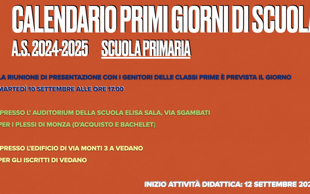 RIUNIONI SCUOLA PRIMARIA E ORARI PRIMI GIORNI